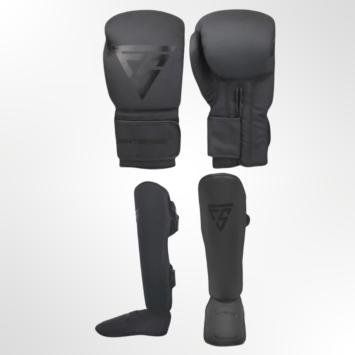 Fightsense - Pro style set voor volwassen - bokshandschoenen+scheenbeschermers