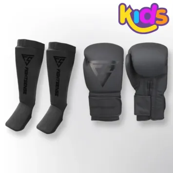 FIGHTSENSE - KIDS BASIC ACTIE FIGHTSET - BLACK ON BLACK